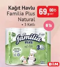 FAMİLİA PLUS NATURAL KAĞIT HAVLU 3 KATLI 6'LI FAMİLİA PLUS NATURAL KAĞIT HAVLU 3 KATLI 6'LI